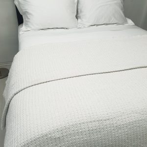 Κουβέρτα Υφαντή Βαμβακερή Ινδίας White - White Μονή 170x250