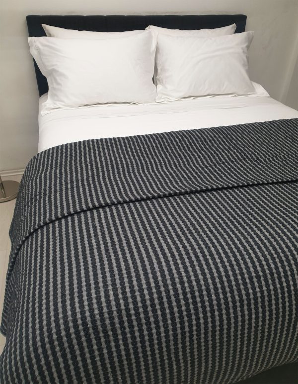 Κουβέρτα Υφαντή Βαμβακερή Ινδίας Black - Light Grey Υπέρδιπλη 240x250