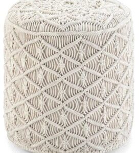 Πουφ Macrame 100% Cotton με εσωτερικη γέμιση Thermocol Sheet 40x40x40 Natural