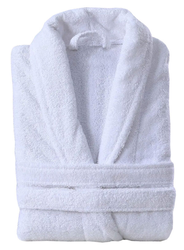 Μπουρνούζι STANDARD Line  Cotton 100% Πετσετέ με γιακά Λευκό 420gr/m2 - ONE SIZE (LARGE - XLARGE)